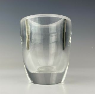 Signed Steuben Crystal Studio Hand Blown Art Glass 4 " Modernist Flower Vase Sms