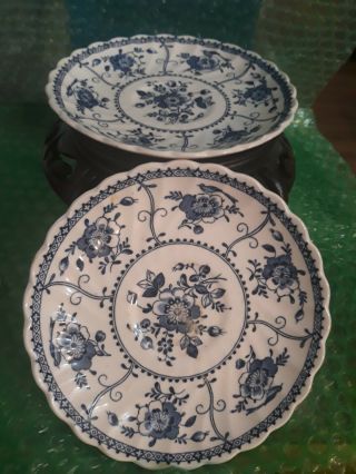 Pair Antique “indies Blue” Johnson Brothers Saucer Plates Set Of 2 (england)