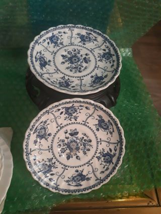 Pair Antique “Indies Blue” Johnson Brothers Saucer Plates Set of 2 (England) 2