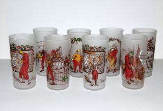 Hazel Atlas Frosted Glass Dickens Series Complete Set " Gay Fad "
