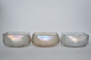 Antique Art Nouveau 3 Bohemian Loetz Iridescent Glass Bowls