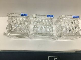 3 Nib Marquis Waterford Crystal 3” Square Votive Candle Holders,  Diamond Pattern