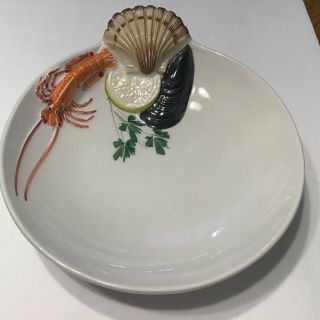 Italian Seafood Bowl Lobster Clam Shrimp Pasta Hand Painted In Italy Ceramic