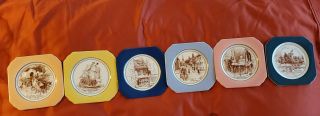 Vintage 6 Syracuse China Opco Mini Plates Trinket Mayflower Betsy Ross