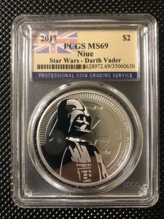 2017 Niue Silver 2 Dollar Star Wars Darth Vader Pcgs 1 Oz Silver Ms69