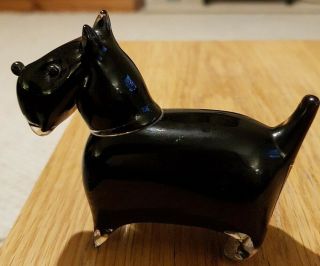 Black " Scottie " Scottish Terrier Dog Langham Glass Handmade Signed Paul Miller