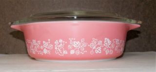 Vintage Pyrex Pink & White Gooseberry Casserole 471 With Lid 470 - C