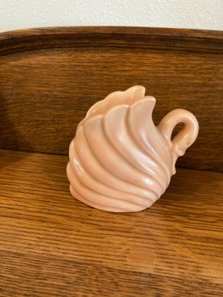 Vintage Haeger Pottery Art Deco Swan Planter Vase Matte Beige Peach