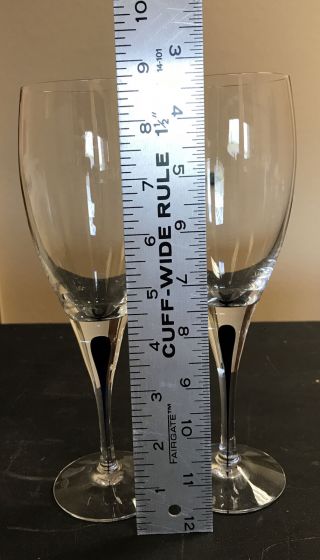 Orrefors Sweden Intermezzo Blue Steam Wine Crystal Glass Set Of 2 8 3/4”
