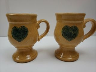 2 Pfaltzgraff Americana Blue Heart Footed Mugs