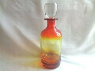 Blenko Tangerine Decanter Bottle W/stopper 7127 Circa 1972