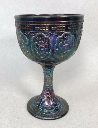 Fenton Amethyst Carnival Glass Persian Medallion Chalice Goblet