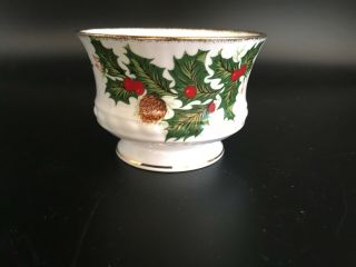 VINTAGE QUEEN ' S ROSINA CHINA YULETIDE SUGAR AND CREAMER WITH UNDERPLATE 3