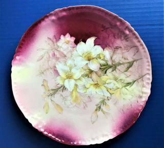P.  T.  GERMANY WHITE LILIES ON TWO TONE PINK BACKGROUND 8.  25 