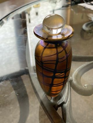 Vintage Robert Held Art Glass Iridescent Perfume Bottle Signed