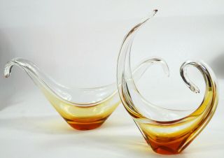 Vintage Mid Century Chalet Art Glass Set Of Blown Bowls From Canada