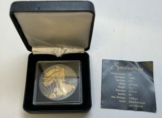 2014 1 Oz Silver $1 American Eagle Coin Black Ruthenium - 24kt Gold