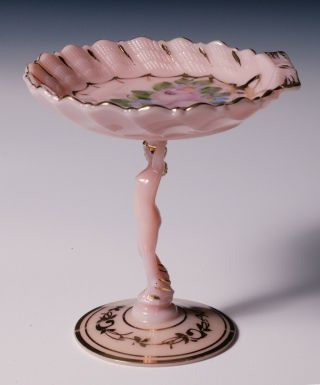 5 - 1/2 " Shell Comport W/ Nude Stem 3011 - Cambridge Glass - Crown Tuscan