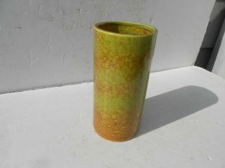 Vtg Haeger Decorative Cylinder 8 3/4 " Drip Glaze Green Brown Pottery Vase