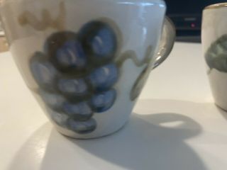 John B Taylor 2 Vintage Blue Grapes Coffee Cups Mugs Made in USA Stoneware JBT 2