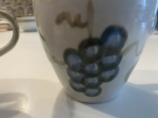 John B Taylor 2 Vintage Blue Grapes Coffee Cups Mugs Made in USA Stoneware JBT 3