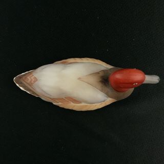 Vintage Fenton Satin Glass Red Head Mallard Duck Figurine Signed Marilyn Wagner
