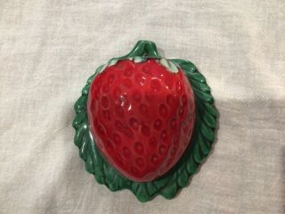 Vintage Big Red Strawberry Wall Pocket Pottery Wall Unmarked No Chips Or Cracks