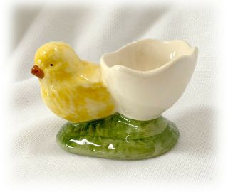 One Vintage Bordallo Pinheiro Yellow Chick Egg Cup Made In Portugal