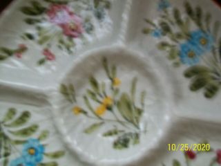 Vintage Italian Ceramic Plate Hand Painted Floral Italy 5 divided hor d ' oeuvres 2
