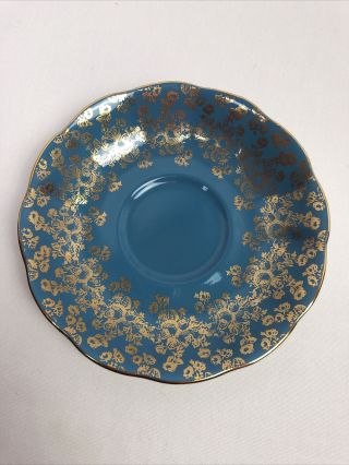 Vintage Royal Albert Empress Series Turquoise/gold English Bone China Tea Saucer