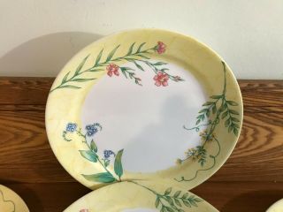 Set of 8 Corelle Sun Garden Yellow Rim Dinner Plates 10 1/4 