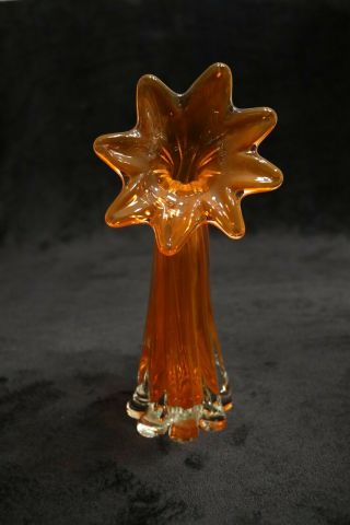 Murano Italian Art Glass - Orange Flower Bud Vase - Cute Design - Garden Theme