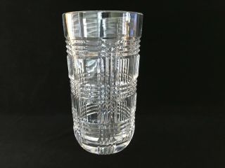 Vintage Lead Crystal Glass Vase Criss Cross Pattern 9 "