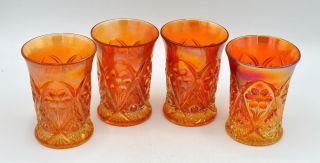 Set Of 4 Vintage Imperial Marigold Carnival Glass Tumblers - Four Seventy Four