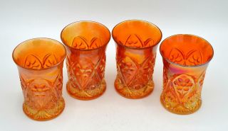 Set of 4 Vintage Imperial Marigold Carnival Glass Tumblers - Four Seventy Four 2