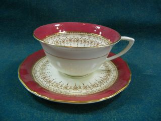 Royal Worcester Regency Ruby Red Cup And Saucer Set (s)