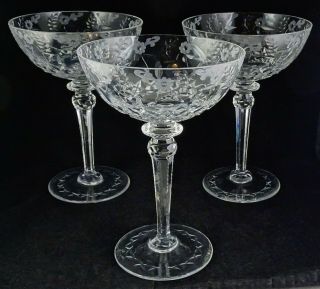 Set Of Three Rogaska Gallia 7 1/8 " X Base Champagne Tall Sherbet Glasses