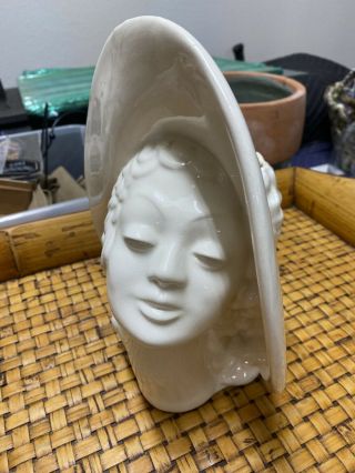 Art Deco Style Lady Head Vase In White