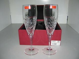 Boxed Royal Brierley Tall Lead Crystal Champagne Flutes 180ml
