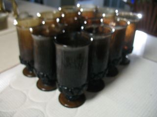 Set Of 12 Vintage Fostoria Sorrento Brown Footed Iced Tea Glasses 6 - 3/4 " Guc