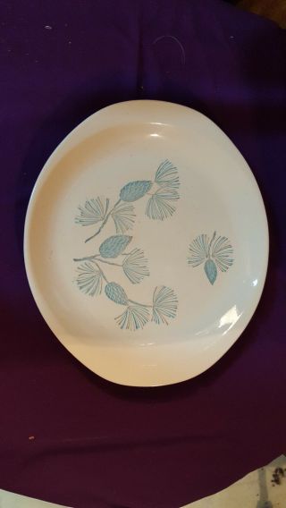 Marcrest Stetson Blue Spruce 11 " Oval Serving Plate Platter Vintage 