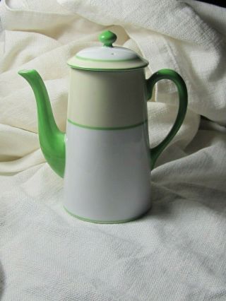 Vintage Hand Painted Green,  Yellow And White Noritake Teapot 6 Inches Tall