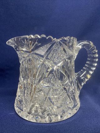 Signed J Hoare Corning American Brilliant Cut Glass Pitcher Jug 1853