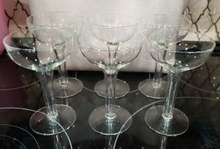 Vintage Set Of 6 Elegant Hollow Stem Champagne Glasses Taller 5 1/4 "