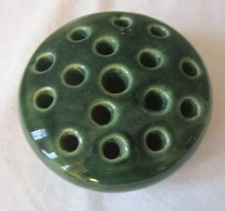 Vintage Roseville Pottery Green Glaze 16 Hole Flower Frog