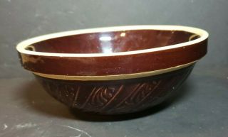 Vintage 8 Inch Brown Glazed Stoneware Mixing Bowl Usa
