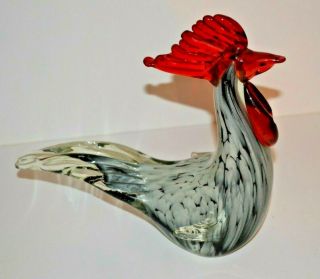 Murano Glass Rooster - Ann Primrose Art Glass - 8 " Tall