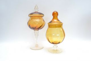 Stylish Mid Century Vintage Empoli Italian Art Glass Apothecary Jars