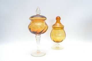 Stylish Mid Century Vintage Empoli Italian Art Glass Apothecary Jars 2