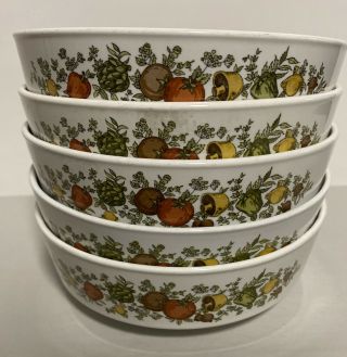 Vintage Corning Centura " Spice Of Life " Cereal / Soup Bowl Set Of 5 Bowls